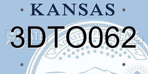 3DTO062 Kansas License Plate