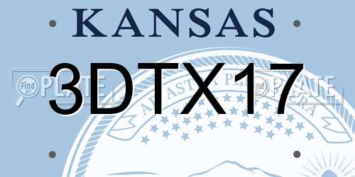 3DTX17 Kansas License Plate