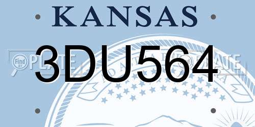 3DU564 Kansas License Plate