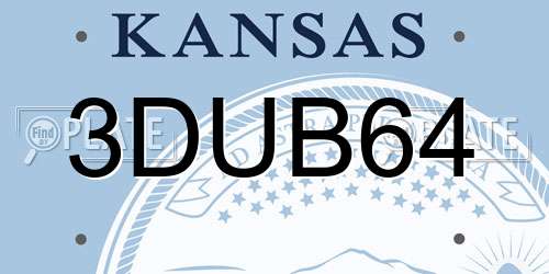 3DUB64 Kansas License Plate