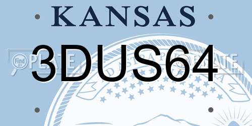 3DUS64 Kansas License Plate