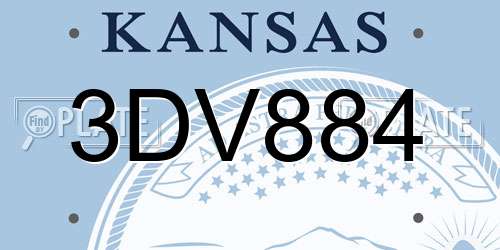 3DV884 Kansas License Plate