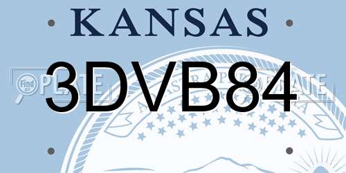 3DVB84 Kansas License Plate