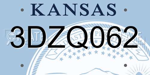 3DZQ062 Kansas License Plate
