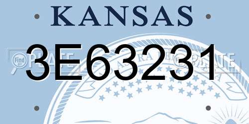 3E63231 Kansas License Plate