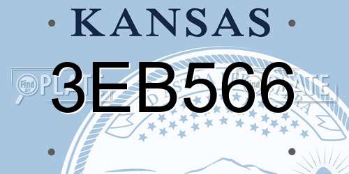 3EB566 Kansas License Plate