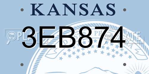 3EB874 Kansas License Plate