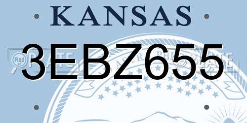 3EBZ655 Kansas License Plate