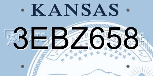 3EBZ658 Kansas License Plate