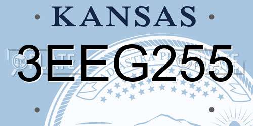 3EEG255 Kansas License Plate