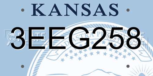 3EEG258 Kansas License Plate