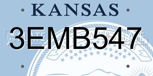 3EMB547 Kansas License Plate