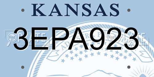 3EPA923 Kansas License Plate