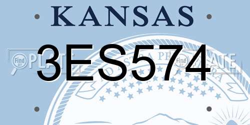 3ES574 Kansas License Plate