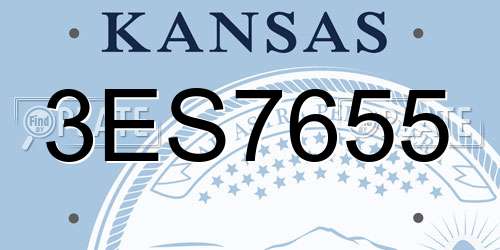 3ES7655 Kansas License Plate