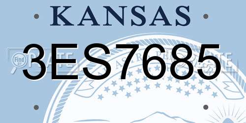3ES7685 Kansas License Plate