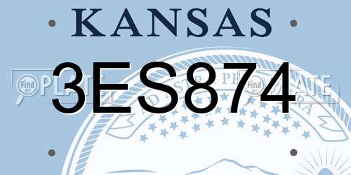 3ES874 Kansas License Plate