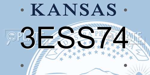 3ESS74 Kansas License Plate