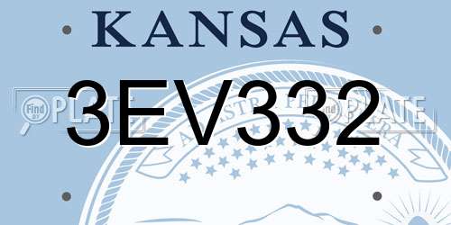 3EV332 Kansas License Plate
