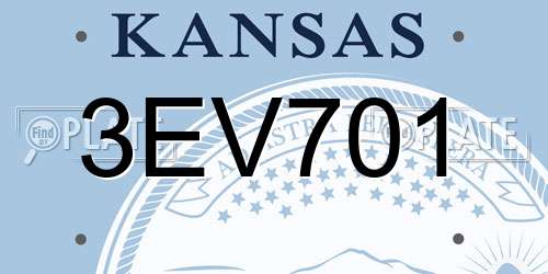 3EV701 Kansas License Plate