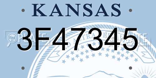 3F47345 Kansas License Plate