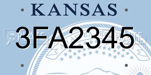 3FA2345 Kansas License Plate