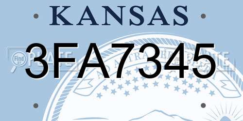 3FA7345 Kansas License Plate
