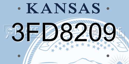 3FD8209 Kansas License Plate