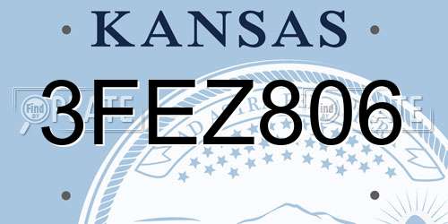 3FEZ806 Kansas License Plate
