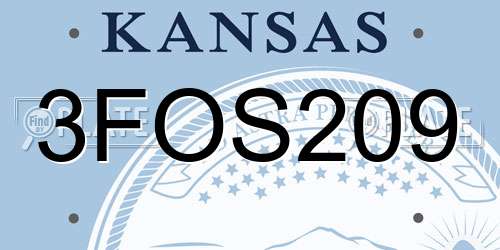 3FOS209 Kansas License Plate