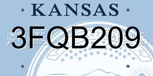 3FQB209 Kansas License Plate