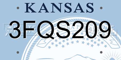 3FQS209 Kansas License Plate