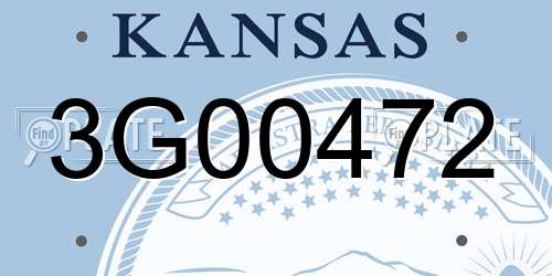 3G00472 Kansas License Plate
