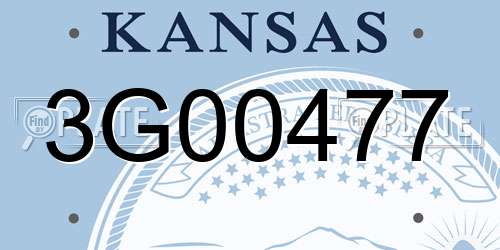 3G00477 Kansas License Plate