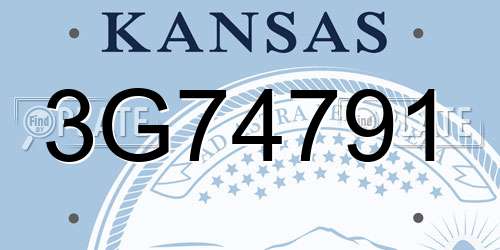 3G74791 Kansas License Plate