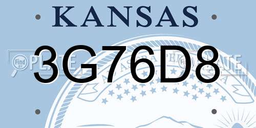 3G76D8 Kansas License Plate