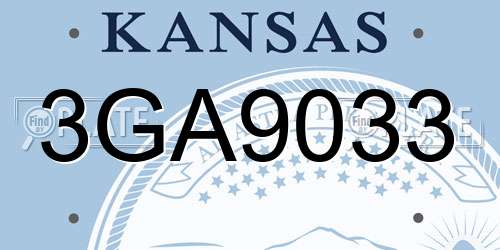 3GA9033 Kansas License Plate
