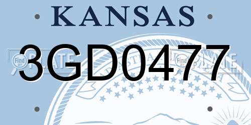 3GD0477 Kansas License Plate