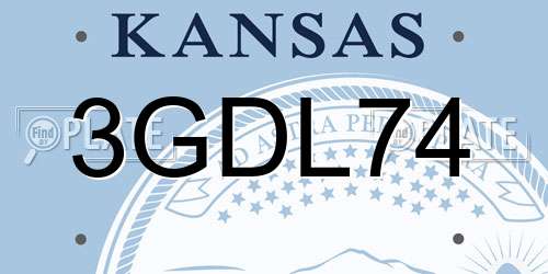 3GDL74 Kansas License Plate