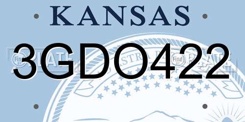 3GDO422 Kansas License Plate