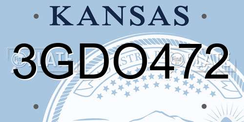 3GDO472 Kansas License Plate