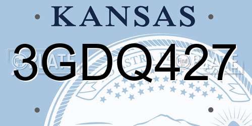3GDQ427 Kansas License Plate