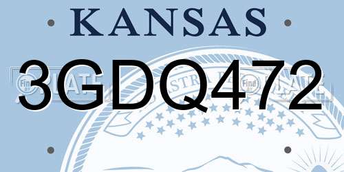 3GDQ472 Kansas License Plate