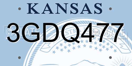3GDQ477 Kansas License Plate