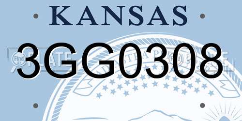 3GG0308 Kansas License Plate