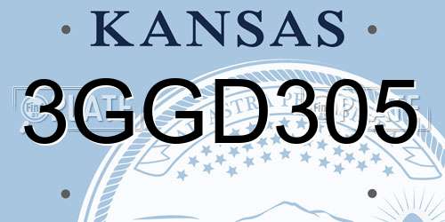 3GGD305 Kansas License Plate