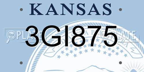 3GI875 Kansas License Plate