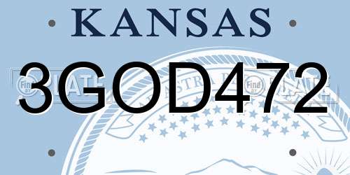 3GOD472 Kansas License Plate