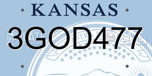 3GOD477 Kansas License Plate