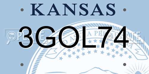 3GOL74 Kansas License Plate